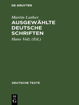 cover image of Ausgewählte deutsche Schriften